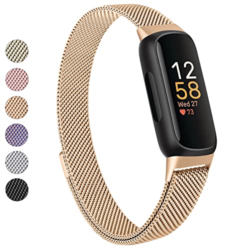 Vanjua for Fitbit Inspire 3 Bands Women Men, Stainless Steel Metal Mesh Loop Adjustable Magnetic...