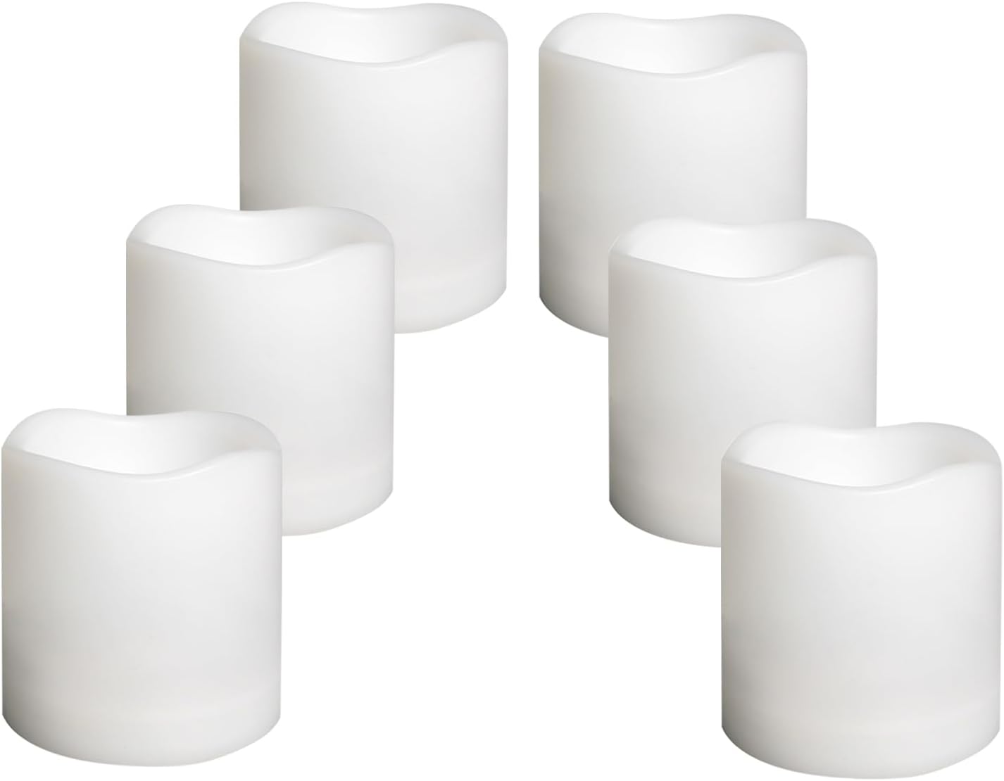Waterproof Outdoor Battery Operated Flameless Candles with Auto Timer Flickering Plastic Resin Electric LED Pillar Lights for Lantern Patio Garden Wedding Party Decorations 3x3 Inches 6 Pack White