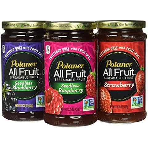 Polaner All Fruit Non-GMO Spreadable Fruit, Assorted Flavors, Strawberry, 15.25 Ounce (Pack of 3) Cover
