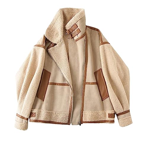 Veste d'hiver en daim femme FULBHPRINT manteau chaud épais marron