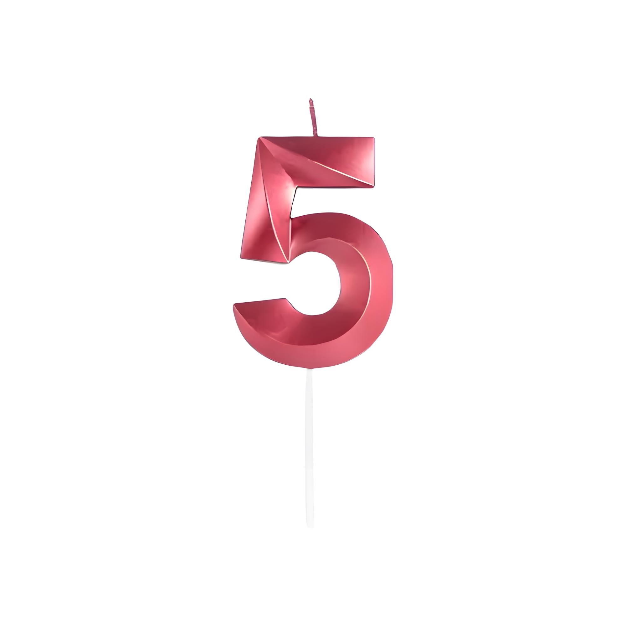 Juzfun Birthday Candles 5 Metallic Red Number Five Year Candle Wedding Anniversary Cake Topper Decoration Width 3.5 x Height 5 cm
