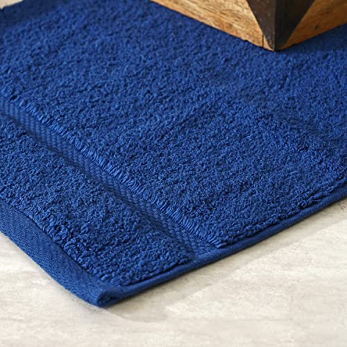 Threadmill 100% Cotton Fingertip Towels Set Of 12-600 Gsm 13"X13" Folkstone Blue Luxury Ultra Soft, Quick Dry & Super Absorbent - Hotel Quality Lint Free Towels For Gym, Salon, Spa & Daily Use #TOP4