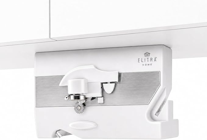 Elitra 3-in-1 Under the Cabinet Electric Can Opener - Smooth Edge Automatic Can & Bottle Opener with Blade Shaper - Space Saving Mounted Kitchen Appliance with Cord Storage (Black)