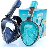 Greatever Full Face Snorkel Mask, Snorkeling Gear for Adults Kids with Latest Dry Top Breathing System and Detachable Camera Mount, Foldable Panoramic View Snorkeling Mask Set, Anti-Fog & Anti-Leak