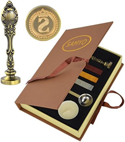 Samyo Creative Romantic Stamp Maker Classic Old-Fashioned Style Brass Color Wax Seal Sealing Stamp Vintage Antique Alphabet Initial Letter Set - (Letter S)