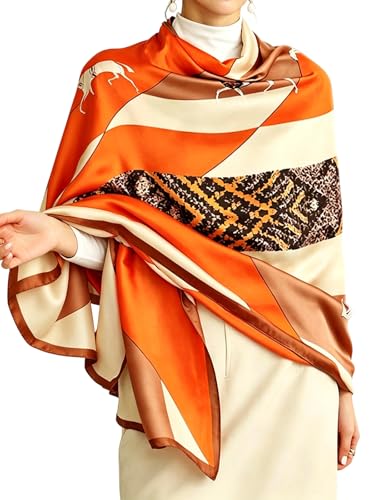 Shawl Wrap for Women, Large Silk Scarf Lightweight Travel Scarves for Women Airplane Versatile Neck Scarf & Hijab for Evening Dresses Beach Cover-Up Daily Fashion Outfit Formal Dress Wrap(Style 13)