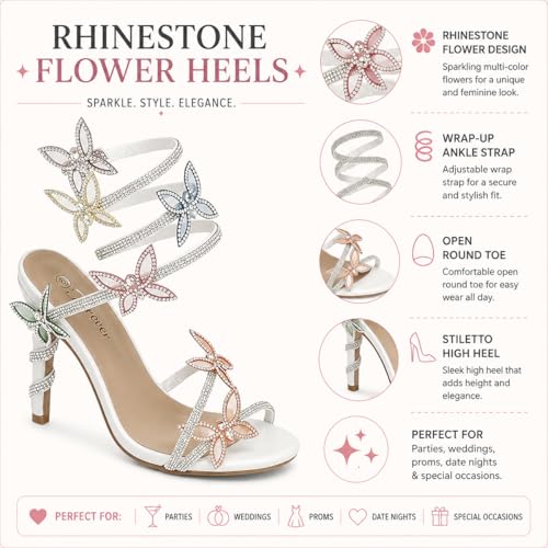 Image of Forever Link Women Rhinestone Butterfly Wrap up Stiletto Heel Sandals