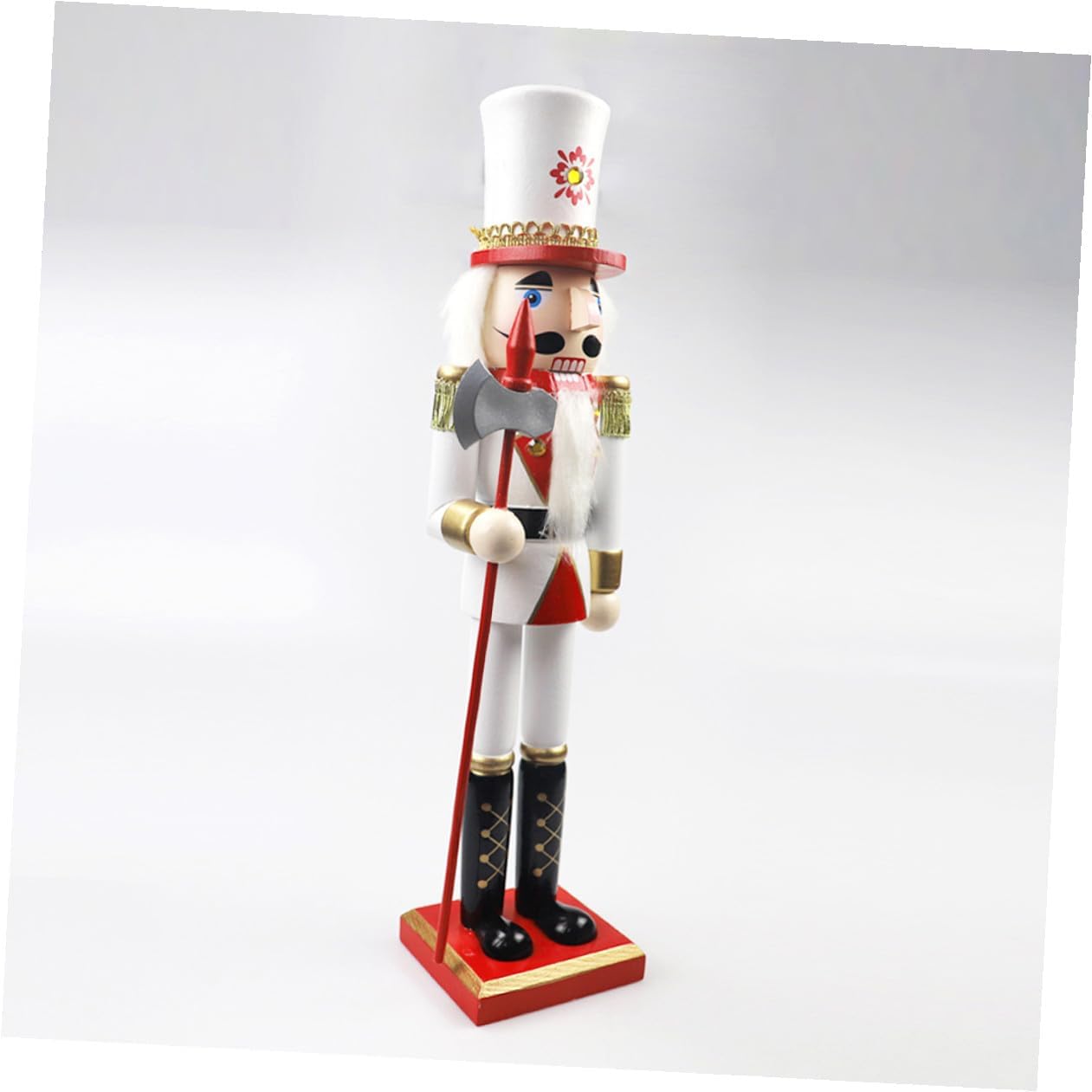 Wooden Nutcracker Soldier Figurine 39.5cm Traditional Christmas Nutcrackers Decor Red White Gold Xmas Desktop Decoration