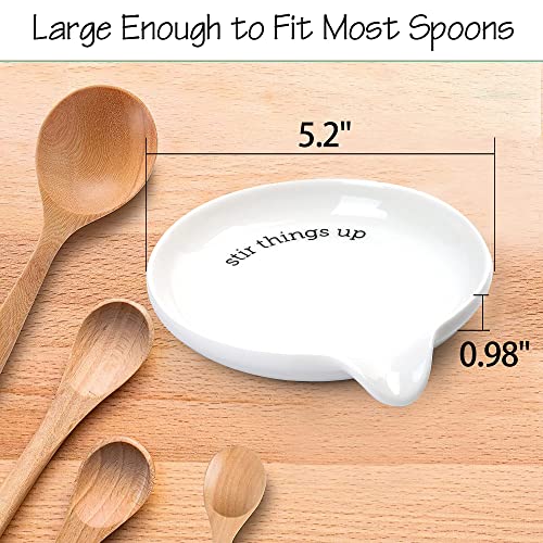 Lotfancy Spoon Rest, Ceramic Spoon Holder For Kitchen Counter, 5.2 Inch, Spatula Holder For Stove Top, Large Utensil Rest For Spoons, Tongs, Ladles #TOP2