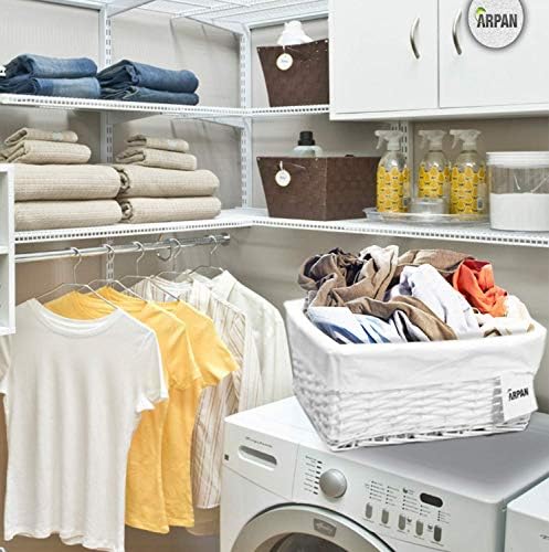 2 x 100% Eco-Friendly White Wicker Storage Basket with Cloth by Arpan (Medium- W36xD25xH15cm)