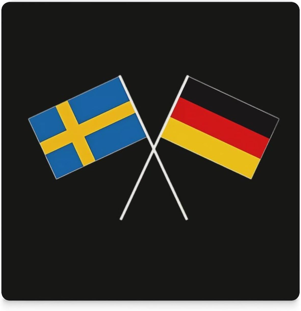 German Swedish Friendship Flag Funny Ceramic Coasters for Drinks Absorbent Cup Holder Tabletop Protector with Cork Base