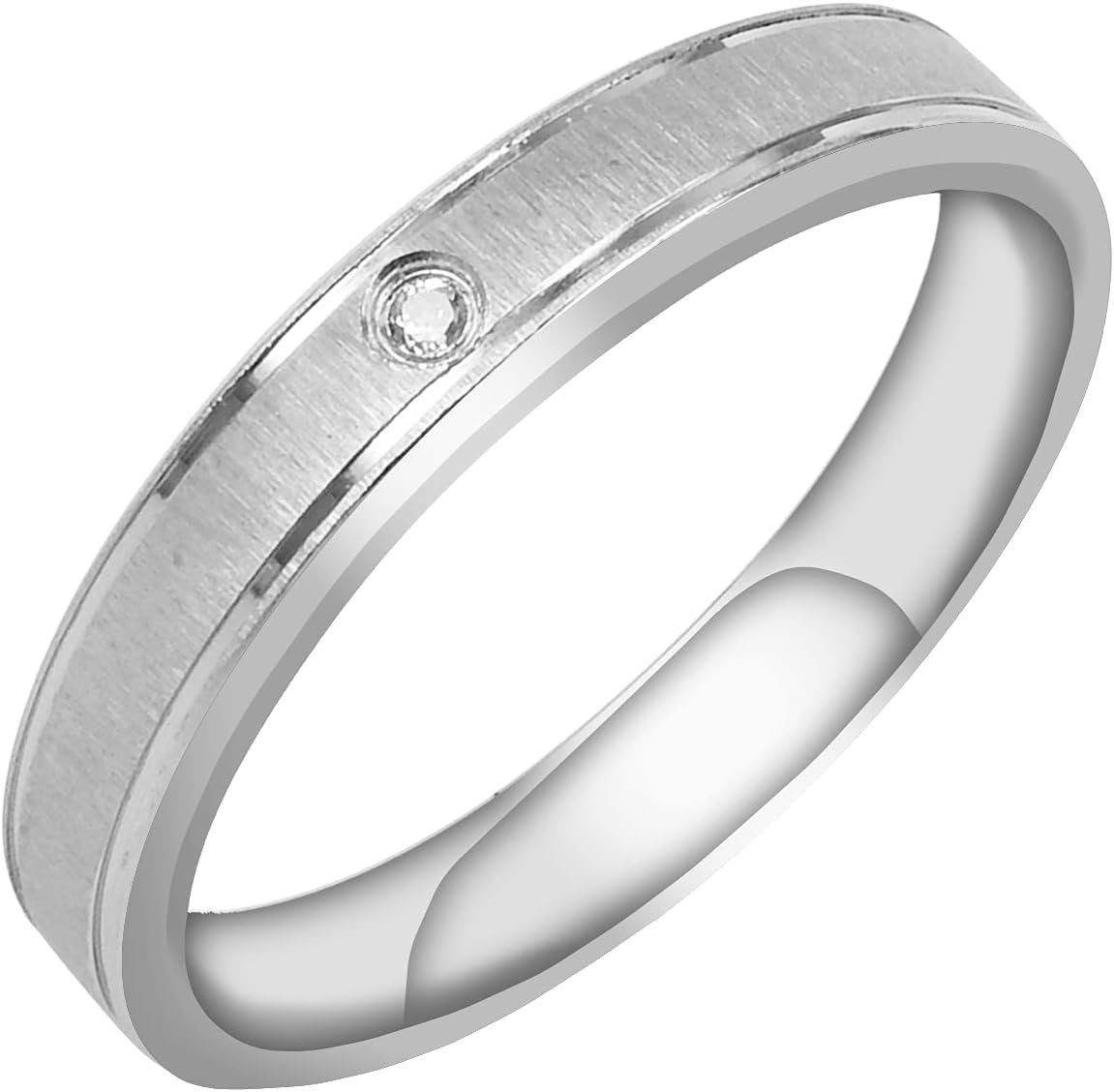 Everstone Matte & Brushed Flat Ring Male Female Men Women His Her Groom Bride Promise Ring Wedding Bands Titanium Ring Color Platinum 6MM 4MM