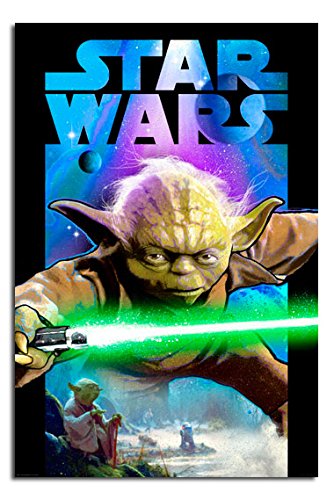 Star Wars Yoda Lightsabre Poster Gloss Laminated - 91.5 x 61cms (36 x 24 Inches)