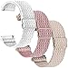 Geiomoo 20mm 22mm Nylon Armband für Uhren und Smartwatch, Uhrenarmband Ersatzarmbänder (Nur für 22mm, 3 Pack Weiß+Rosa Sand+Rose)