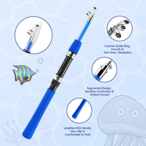 FISHOAKY-Angelset-Kinder-Angel-Set-fuer-Kinder-Mini-Kinderangel-Spielzeug-12-Meter-Angelrute-und-Angelrolle-und-Angelleine-und-Koeder-Komplettes-Set-Angeln-fuer-ab-4-15-Jahre-Anfaenger