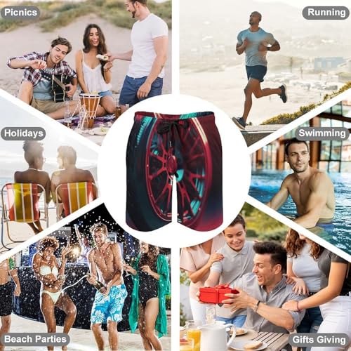 Men's Swim Trunks Quick Dry Board Shorts with Pockets Beach Shorts Close-Up of Wheel Bathing Suits for Men4