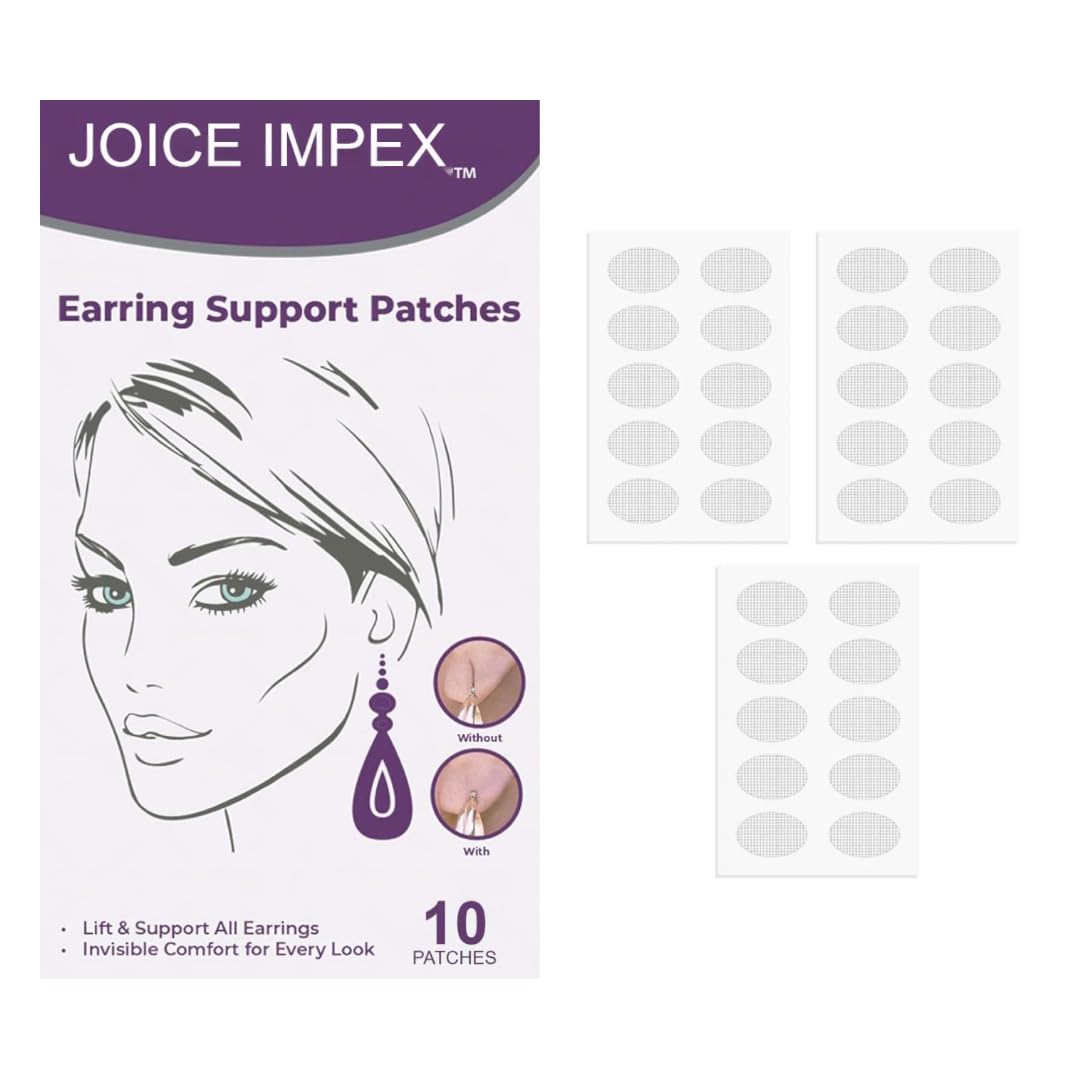 Invisible Ear Lobe Support for Earrings Earlobe Tapes and Stickers Earring Supporter for Heavy Earrings Support Patches Girls & Women(ear lobe) (Pack of 10)