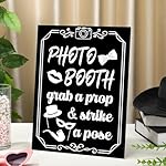 Photo Booth Sign with Stand Retro Background Table for Indoor and Outdoor Party Theme Event Photography Props Desktop Decoration Supplies - Image 4