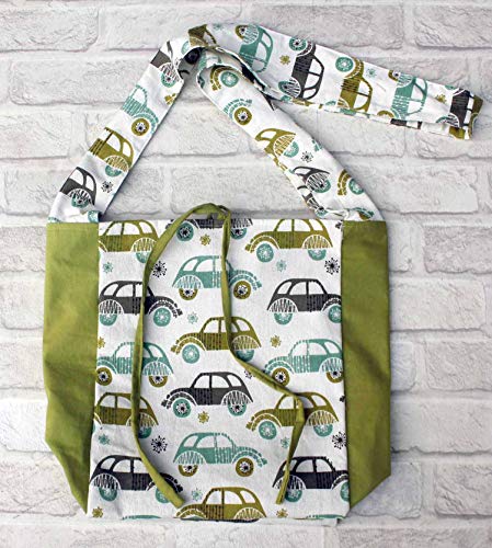 Image of Dekor World Cotton Multi Car Green Printed Jhola Bag (Pack of 1 Piece)