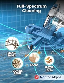 KOKIDO Rechargeable Cordless Pool Vacuum for Above Ground Pool and Pond Cleaner, 72” Aluminum Pole, Standard & Fine Filters, 2 Brush Vac Heads, Handheld Pool Cleaner Spot Clean Inground Pools XV320