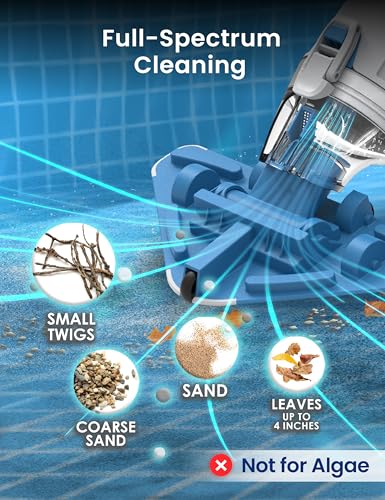 Image of KOKIDO Rechargeable Cordless Pool Vacuum for Above Ground Pool and Pond Cleaner, 72 inch Aluminum Pole, Standard & Fine Filters, 2 Brush Vac Heads, Handheld Pool Cleaner Spot Clean Inground Pools XV320