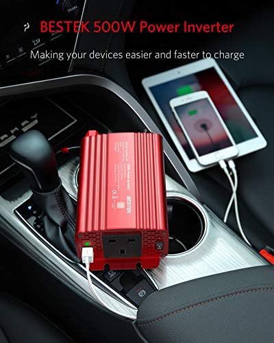 BESTEK 500W Car Vehicle Power Inverter DC 12V to AC 230V 240V Converter Car Charger Lighter Adapter with Dual USB Ports