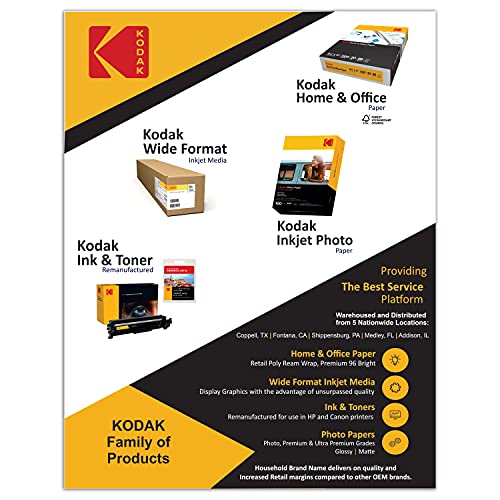 Kodak 8209017 Photo Paper, 8.0 Mil 200Gsm, Glossy, 8-1/2 X 11, 100 Sheets/Pack #TOP3