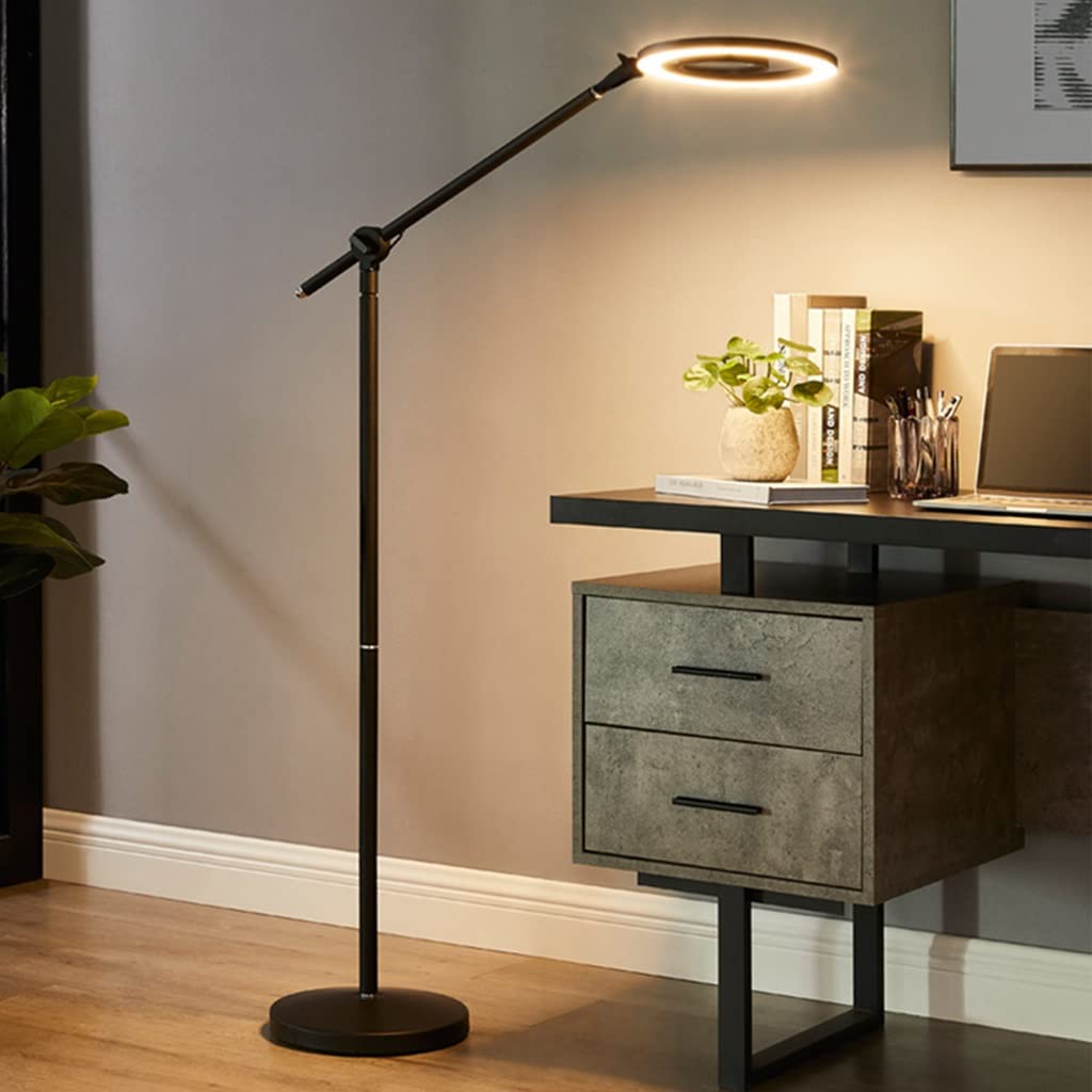 Lampadaire salon LED loupe intensité variable et bras oscillant