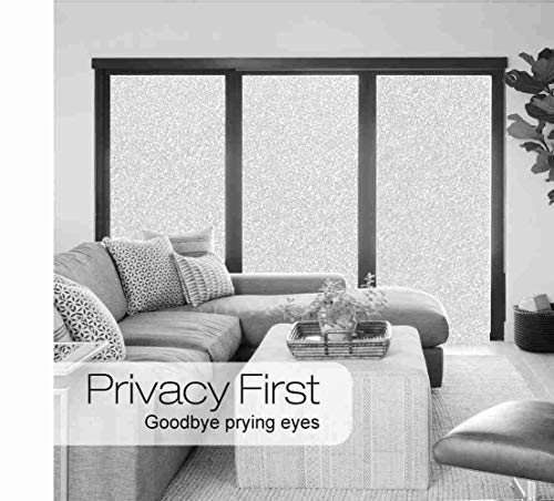 Image of ELTON Privacy Vinyl Heat Control Anti UV Self Adhesive Opaque Sparkle Frosted Security Window Films for Bathroom Door Window Heat Control Anti UV (24x48 Inches)
