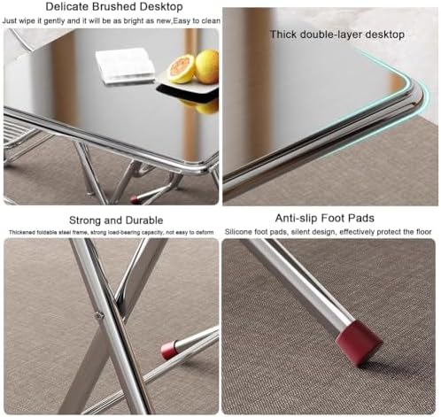 Portable Folding Stainless Steel Patio Dining Table - Versatile Prep Table for Home, Restaurant & Hotel - Compact 120x70x75cm Design for Easy Storage & Use