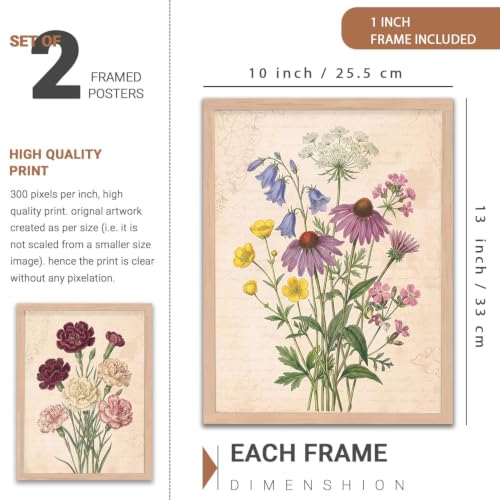 Image of YANVEER Botanical Wall Art Painting | Wall Frames For Home Decor Office Living Room | Poster With Frame Wall Decoration Painting | Premium Art Framed Wall Painting For Home Decor | Set of 2 (10X13 inch)