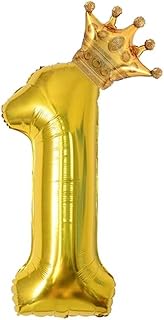 40Inch Gold Number 1 Crown Balloons Set, 1st Birthday Balloons for Kids, Wedding Anniversar Celebration Decoration Balloons. (1)