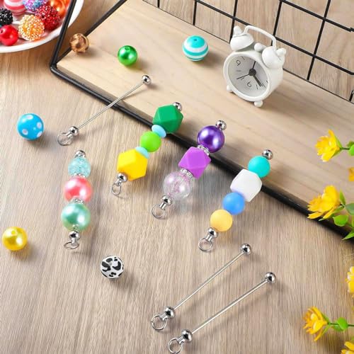 Porte-clés perlés en métal : lot de 40 tiges pour création DIY - 3