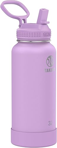 Miniatura 29 de Takeya Actives - Botella de agua de acero inoxidable con aislamiento y tapa con boquilla, capacidad de 22 oz, color rubor Rosa (Blush),Lila,Confeti