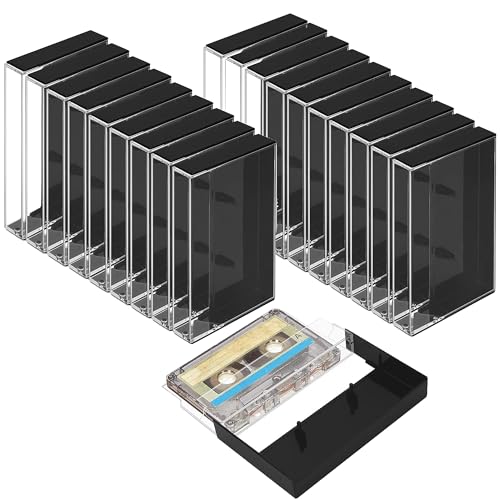 20Pcs Blank Cassette Tapes Plastic Blank Audio Cassette Tape Storage Case with Music Display Box Organizer