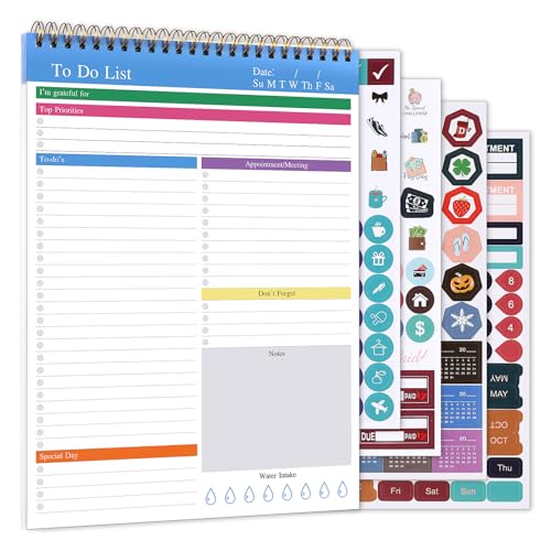 To Do List Notepad, 104 Pages 8.3 * 11'' to Do List Notebook Undated Daily Planner Notepad with Task Checklist Home Office School Supplies, Simple Style