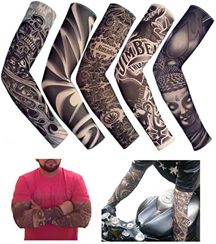 iToolai Fake Temporary Tattoo Sleeves for Men and Women (Unisex Dark Set, Pack of 5)