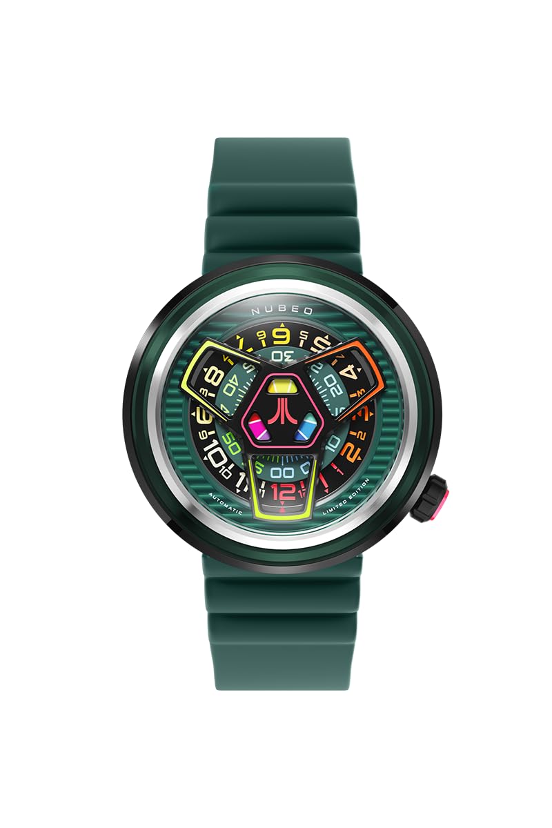 Nubeo Ventana Reloj automático Atari Gamestation Pro para hombre con correa de goma 48 mm NB-6125