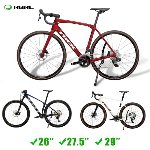 RBRL Bike Kickstand Aluminium Alloy, Bicycle Side Stand Universal for 26\'\'-29\'\', Stable Bicycle Kickstand for Mountain Bike/Road Bike/MTB, Height Adjustable with Non-Slip Rubber Foot