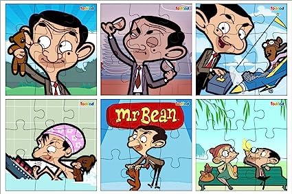 TodFod Wooden Jigsaw Puzzle for Kids 3-8 Years 6-in-1 | 54 Piece Mr Bean Cartoon Puzzle Set | Educational Learning Toy, Brain Booster Activity Game for Toddlers Boys Girls