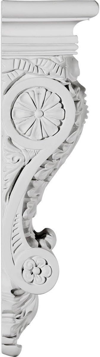 Ekena Millwork COR05X04X15AC 5 3/8-Inch W x 4 1/8-Inch D x 15 1/2-Inch H Acanthus Ribbon Corbel , White