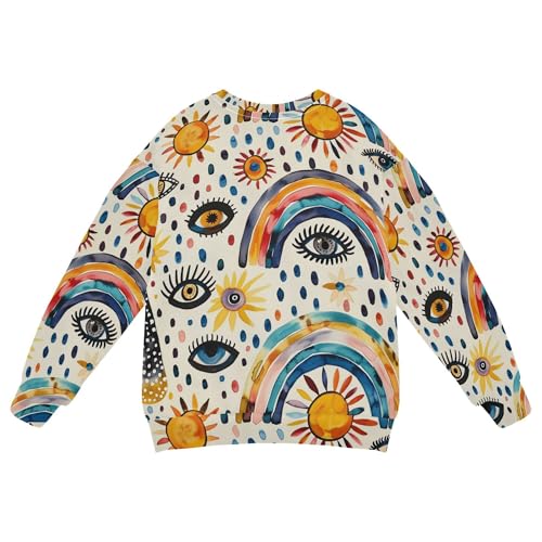 JUNZAN Evil Eyes Ball Moon Sun on Rainbows Kids Girls Pullover Hoodie Fleece Hoodie for Boys Party 4T2