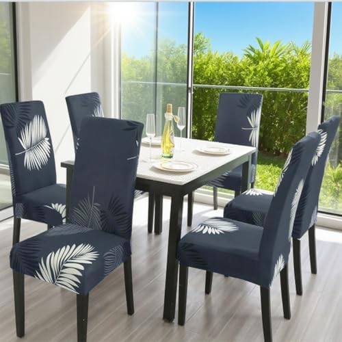Lot de 6/2/4/1 housses de chaise de salle à manger extensibles imperméables et amovibles avec dossier haut et lavables pour restaurant, hôtel, cuisine (couleur : #17