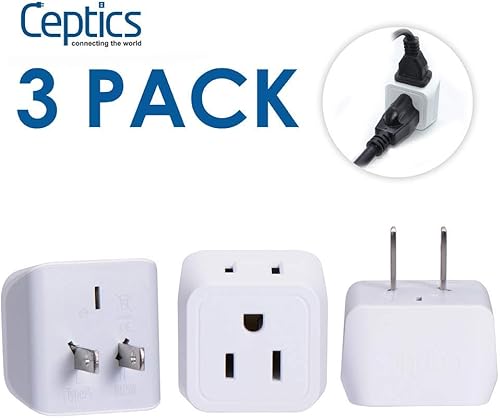 Miniatura 3 de Ceptics - Adaptador de viaje para Estados Unidos, tipo A, carga varios dispositivos a la vez, Estados Unidos, Canadá, Japón, paquete múltiple, para