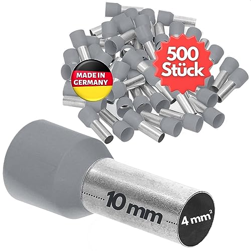 Kalitec 500x Aderendhülsen isoliert 4,0mm² - 10mm Adernhülsen Grau