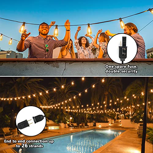 Sucolite Outdoor String Lights For Patio 50Ft Waterproof Connectable St38 Led Light String With 25+2 Vintage Edison Bulbs Dimmable Shatterproof Outside Hanging Lights Backyard Balcony Gazebo Bistro #TOP2