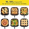 Air Fryer XXL 9 L - 2350 W Friteuse à air avec grande fenêtre, cuisson rapide, 9 programmes, écran tactile LED, alimentation secteur et intérieur en métal