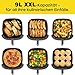 Dewelling Heißluftfritteuse XXL 9L - 2350W Airfryer für Schnellgar, 9 Programmen, LED Display & Warmhaltefunktion, Metall-Innenraum, moderne Luftfritteuse Für Familienmahlzeiten