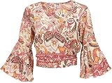 GURU SHOP Kurztop, Blusentop, Wickeltop, Wickelbluse, Damen, Beige/orange, Synthetisch, Size:38, Blusen & Tunikas Alternative Bekleidung