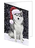 Let it Snow Christmas Holiday Siberian Husky Dog Greeting Cards - Adorable Assorted Pets Invitation Cards with Envelopes - Handmade Artwork Christmas Greeting Cards D348 (10)